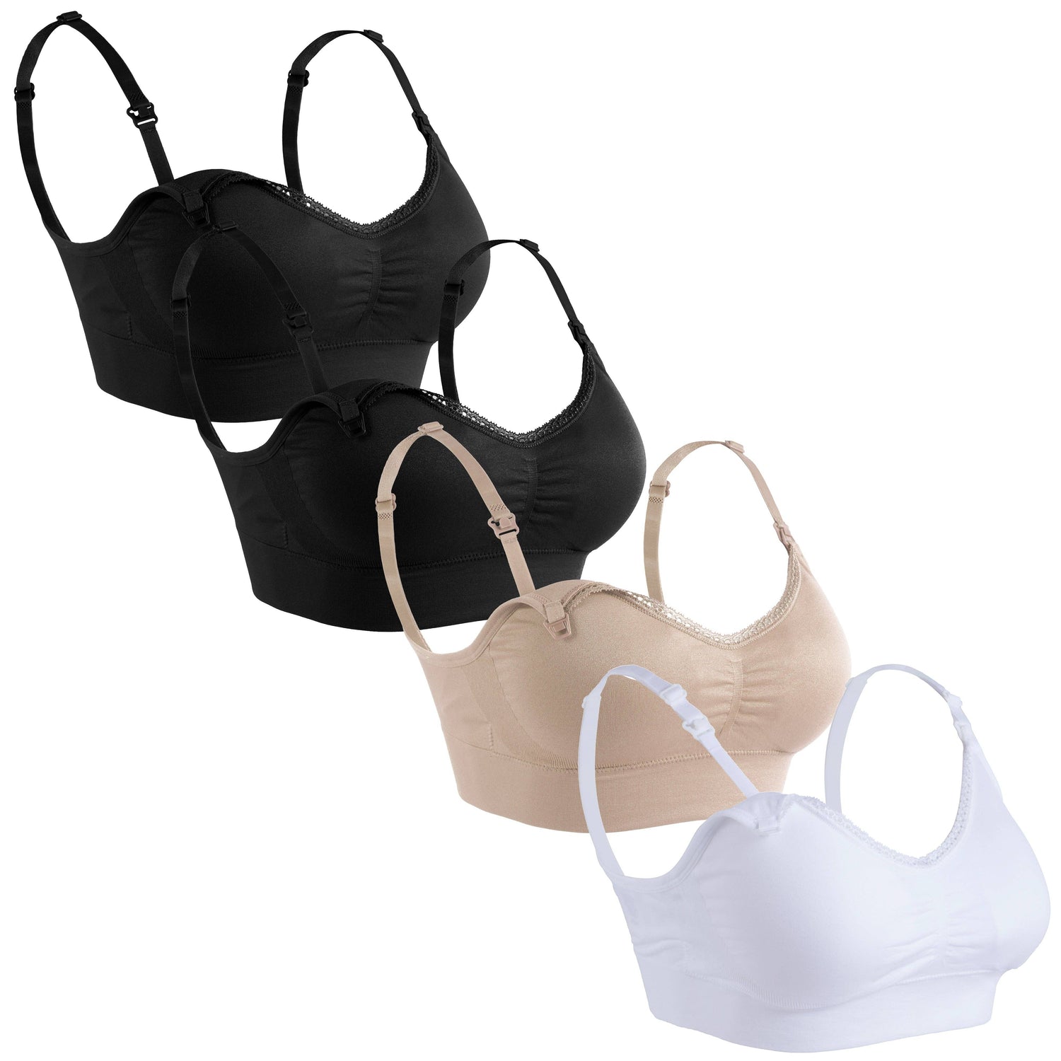 Classic Lace Trim Nursing Bra 4 Pack