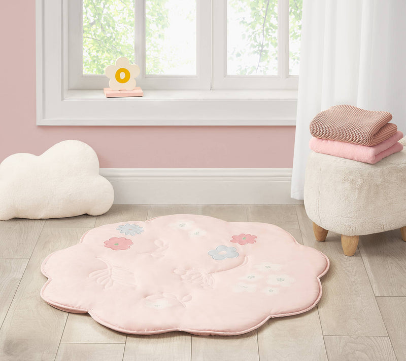 Flower Shape Playmat,
With Wooden Hanger One Size 38" X 38"