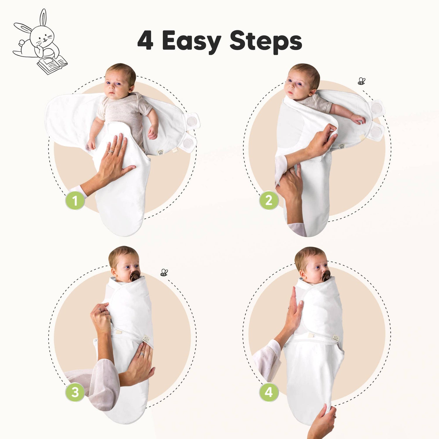 3-Pack Soothe Baby Swaddles 0-3 Months with Knot Hat