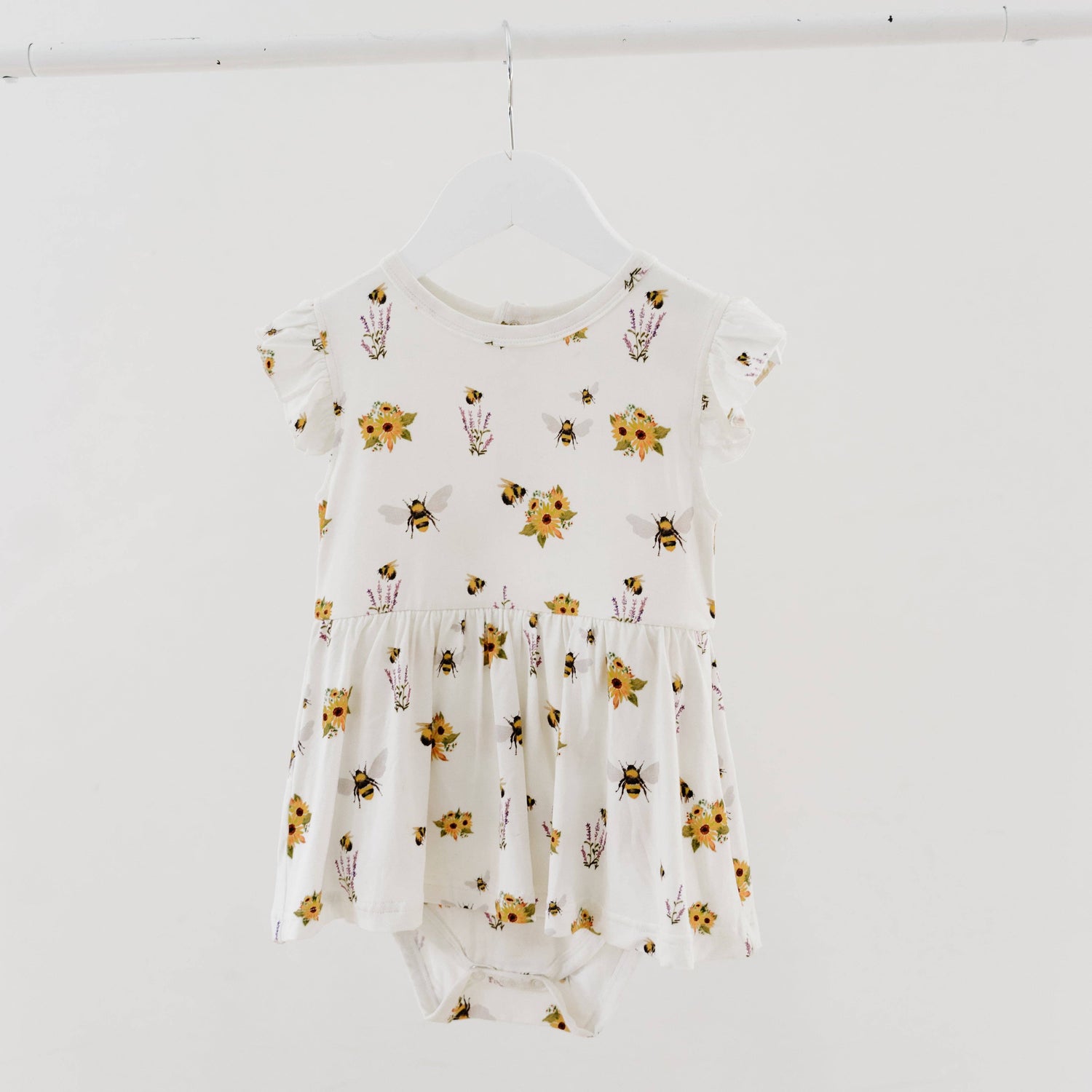 Ruffle Skirted Short Sleeve Onesie- Spring Bee
