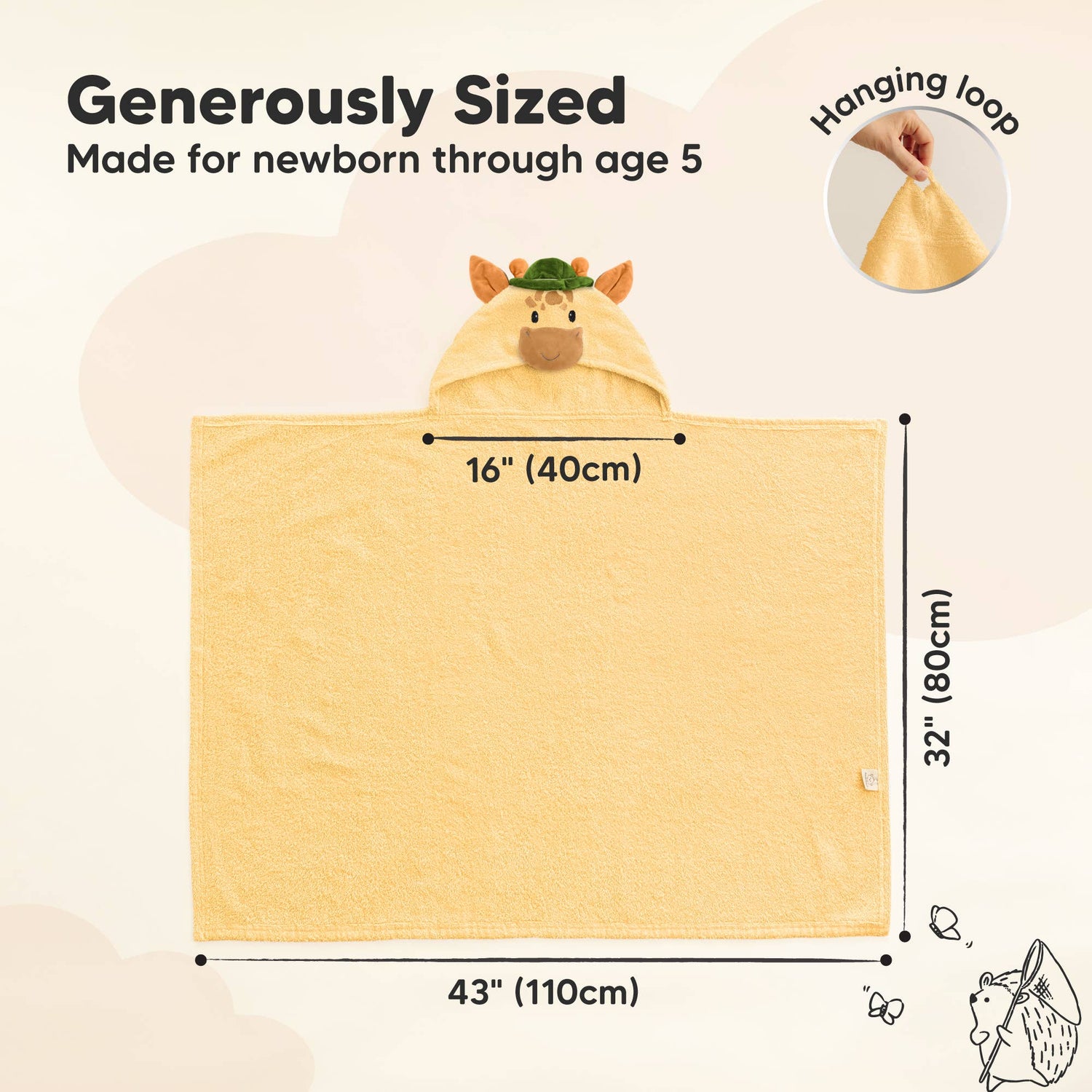 Playpals Hooded Baby Bath Towels for Newborn
