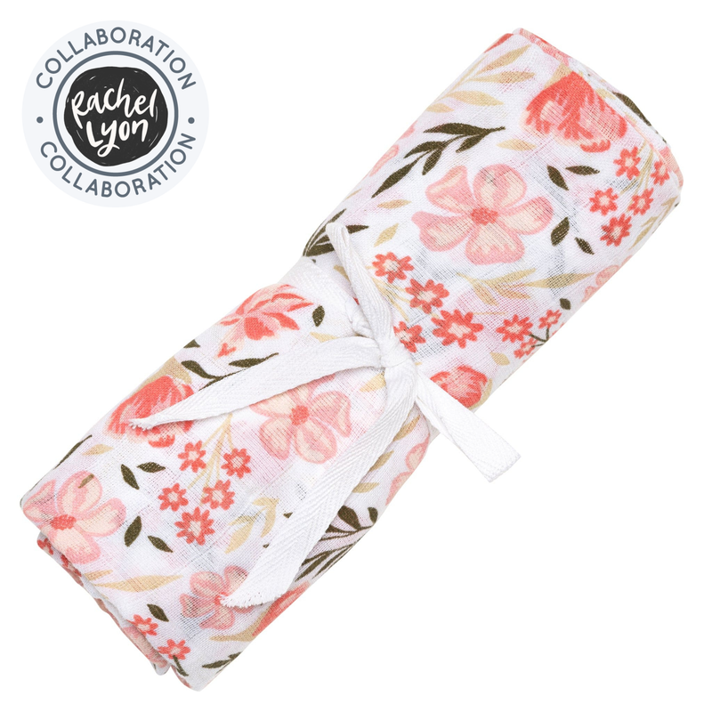 Cotton muslin swaddle - Flowers by Rachel Lyon