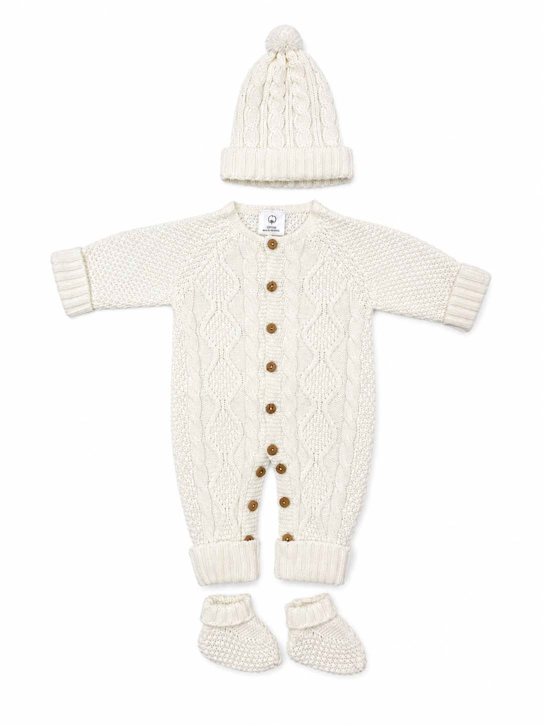 CT162 SET JUMPSUIT, HAT AND BOOTIES: Beringela / 3 M