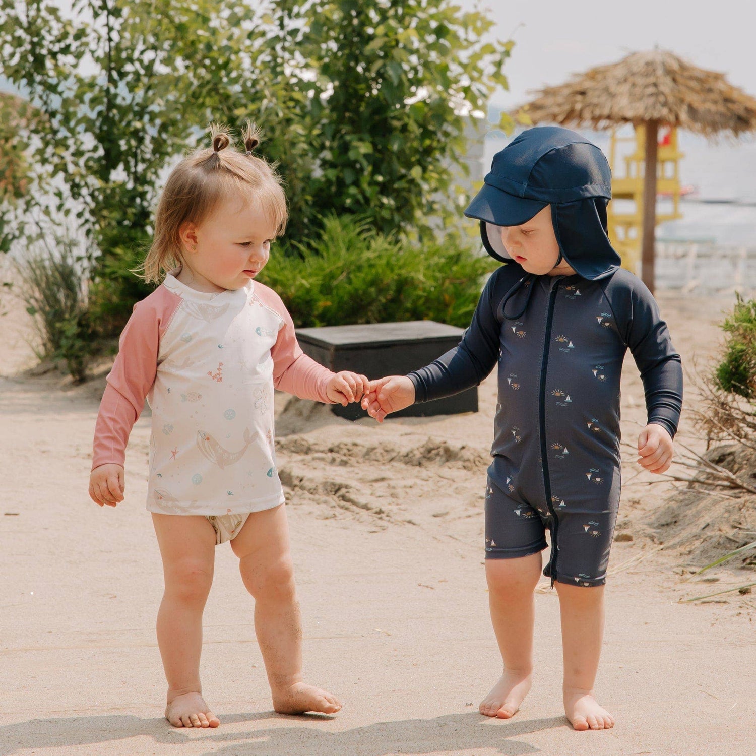 Adjustable beach diaper - Whales