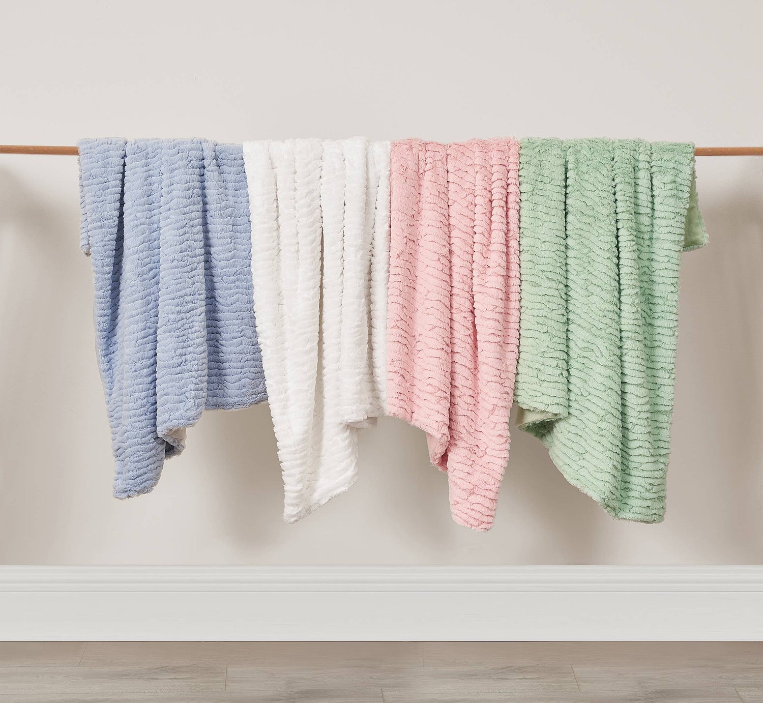 Textured Faux Fur Stroller Blanket with Wooden Hanger