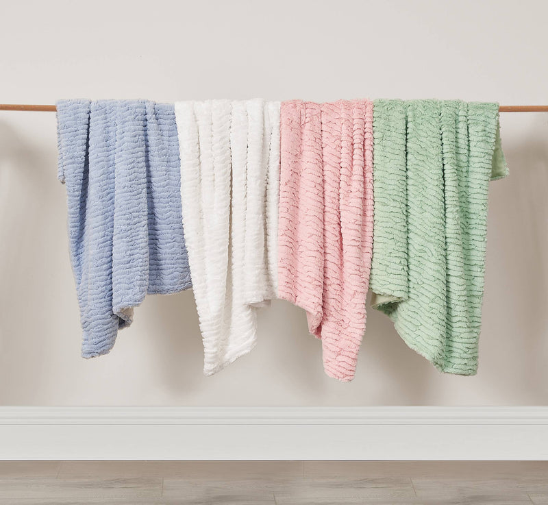 Textured Faux Fur Stroller Blanket with Wooden Hanger