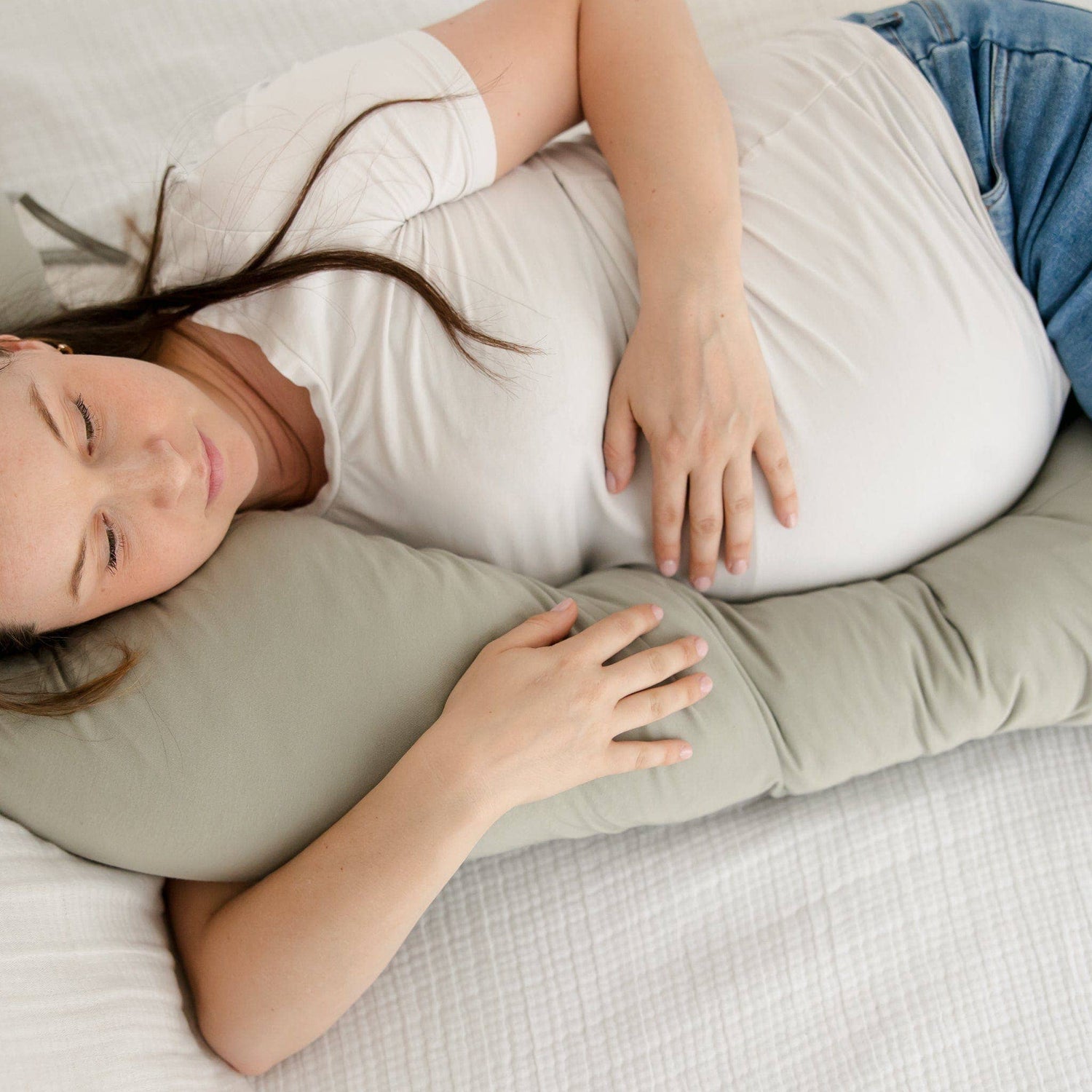 Bamboo multifunctional pregnancy pillow - Moss