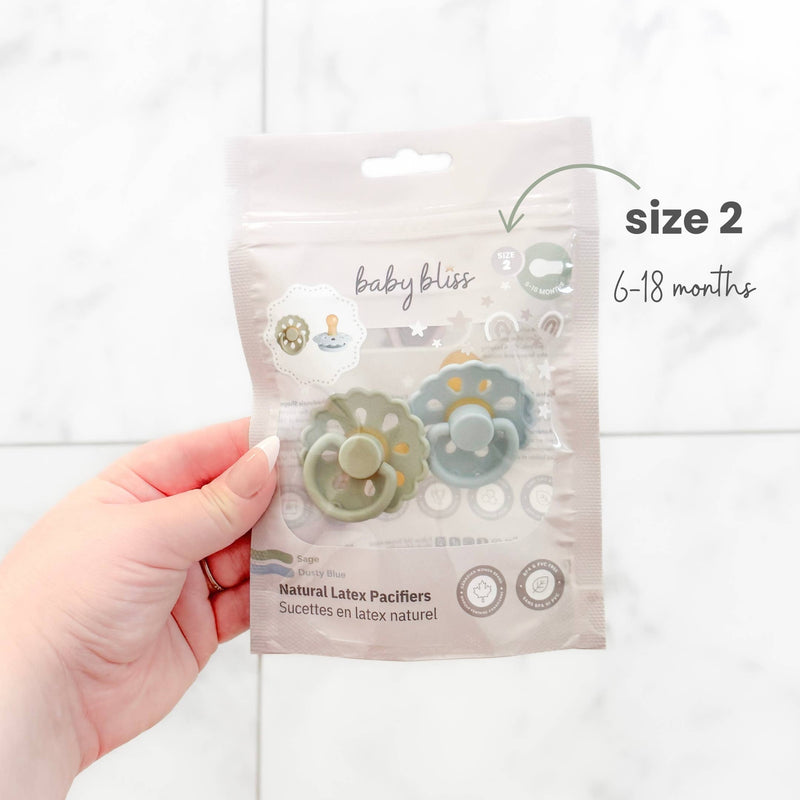 Natural Latex Pacifiers - Size 2 (6-18M) Sage & Dusty Blue