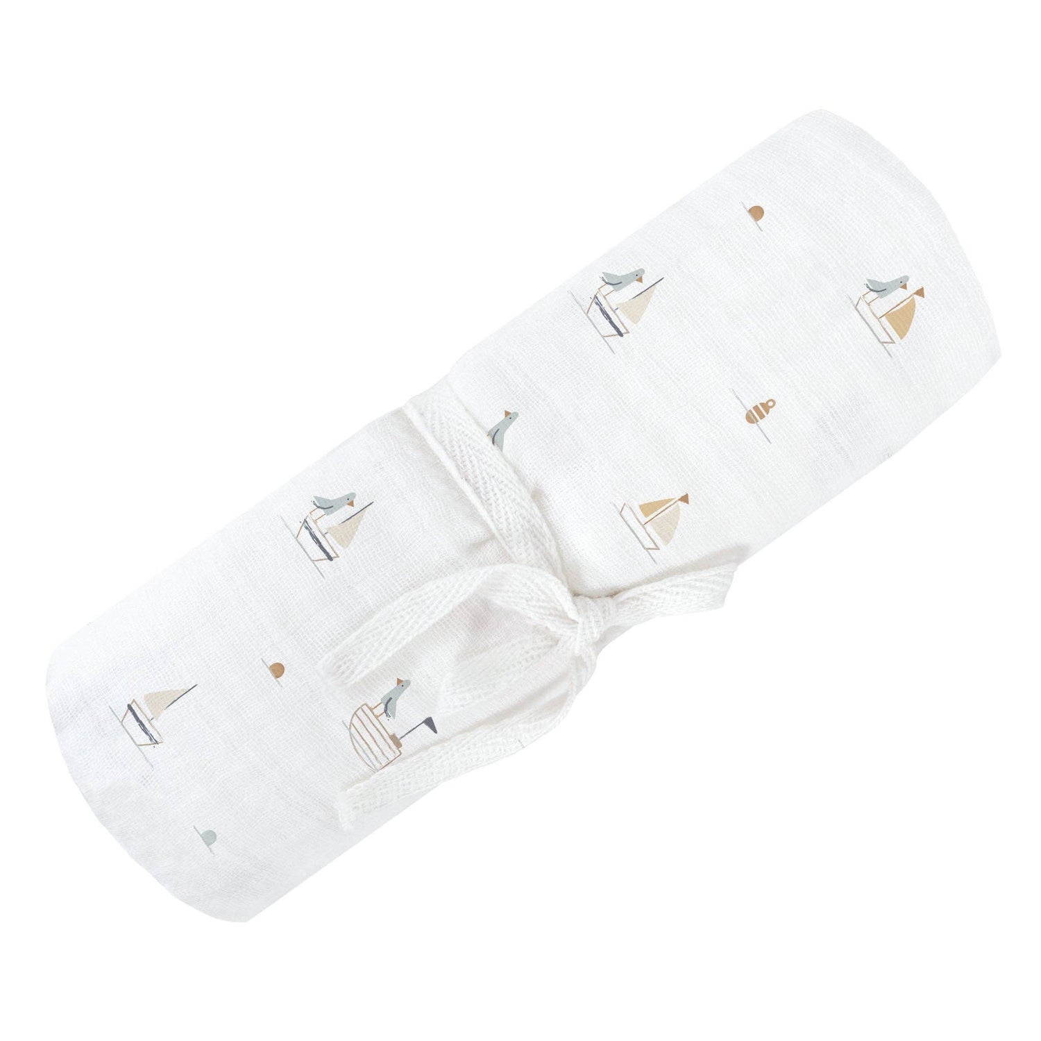 Cotton muslin swaddle - Boats