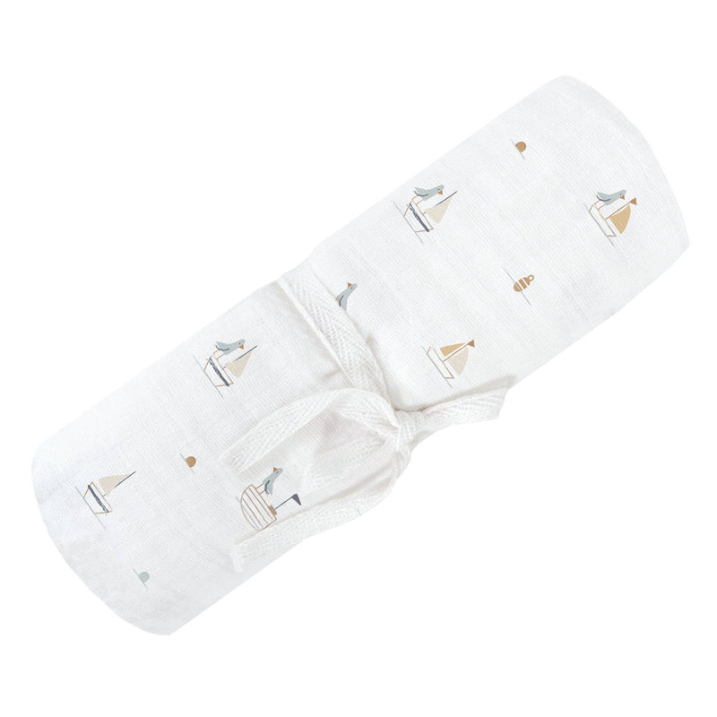 Cotton muslin swaddle - Boats