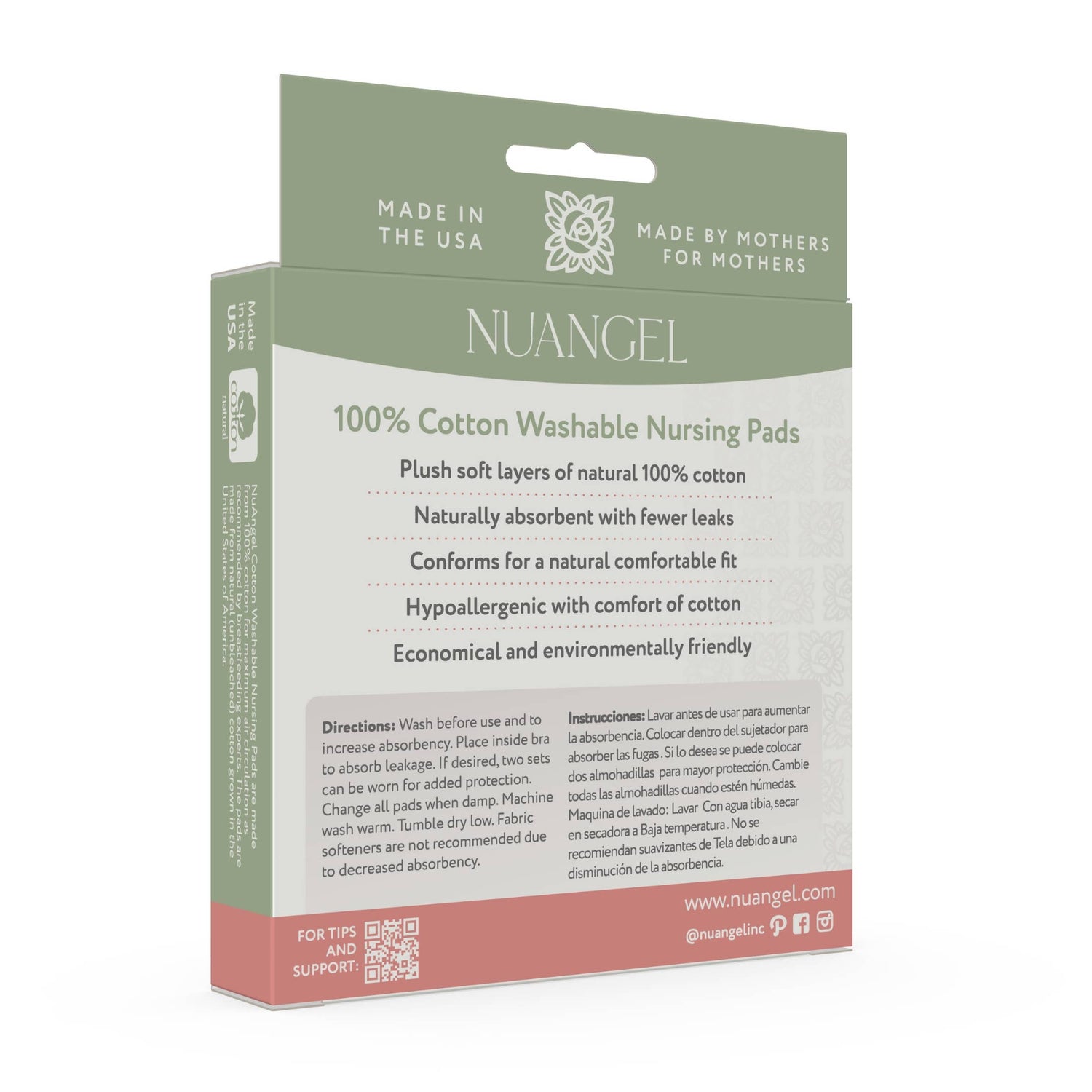 NuAngel 100% Natural Cotton Washable Nursing Pads, 4 ct.