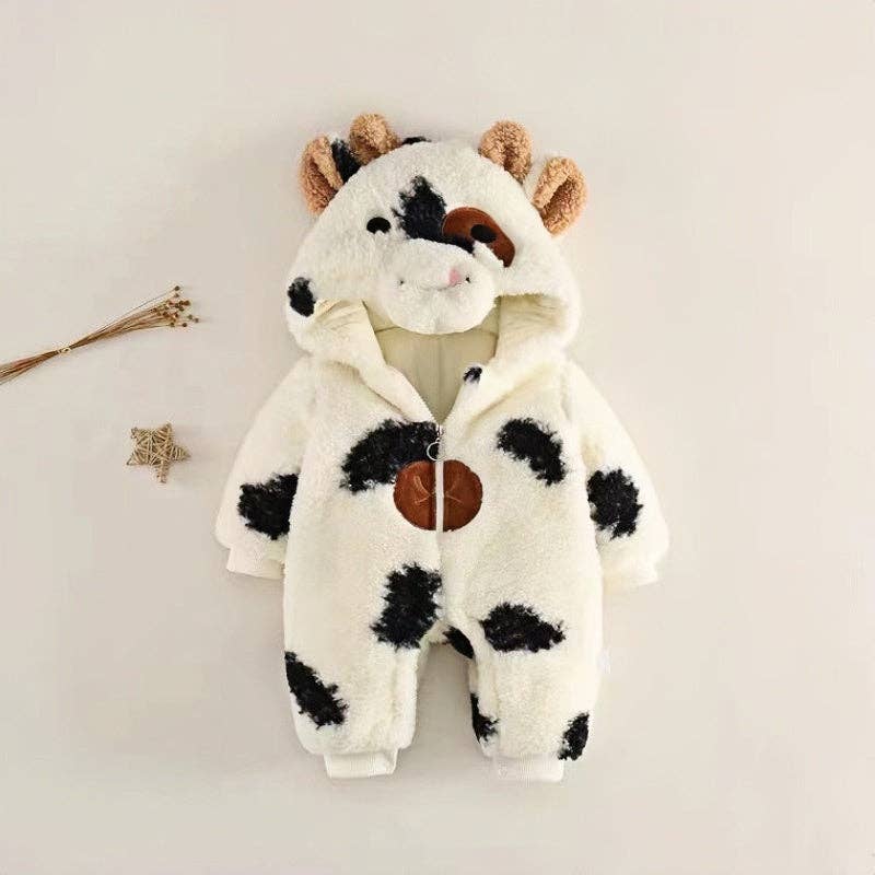 Baby Newborn Warm Cow Romper