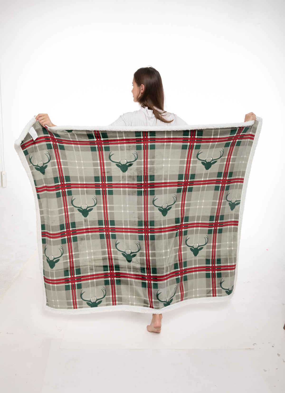 Sherpa Throw Blanket Lodge Plaid (STHRW-28)