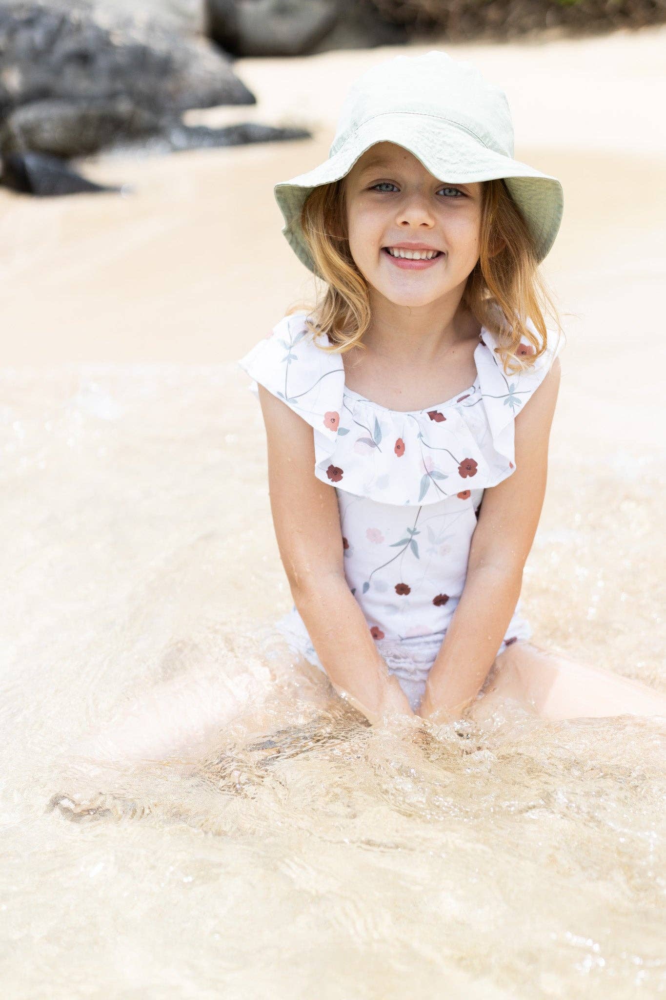 Girls Swimsuit - UPF 50+ Ruffle One-Piece - Lalliana Coconut