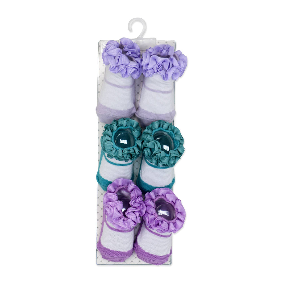 3 Pairs Grosgrain Ruffle Crew Sock