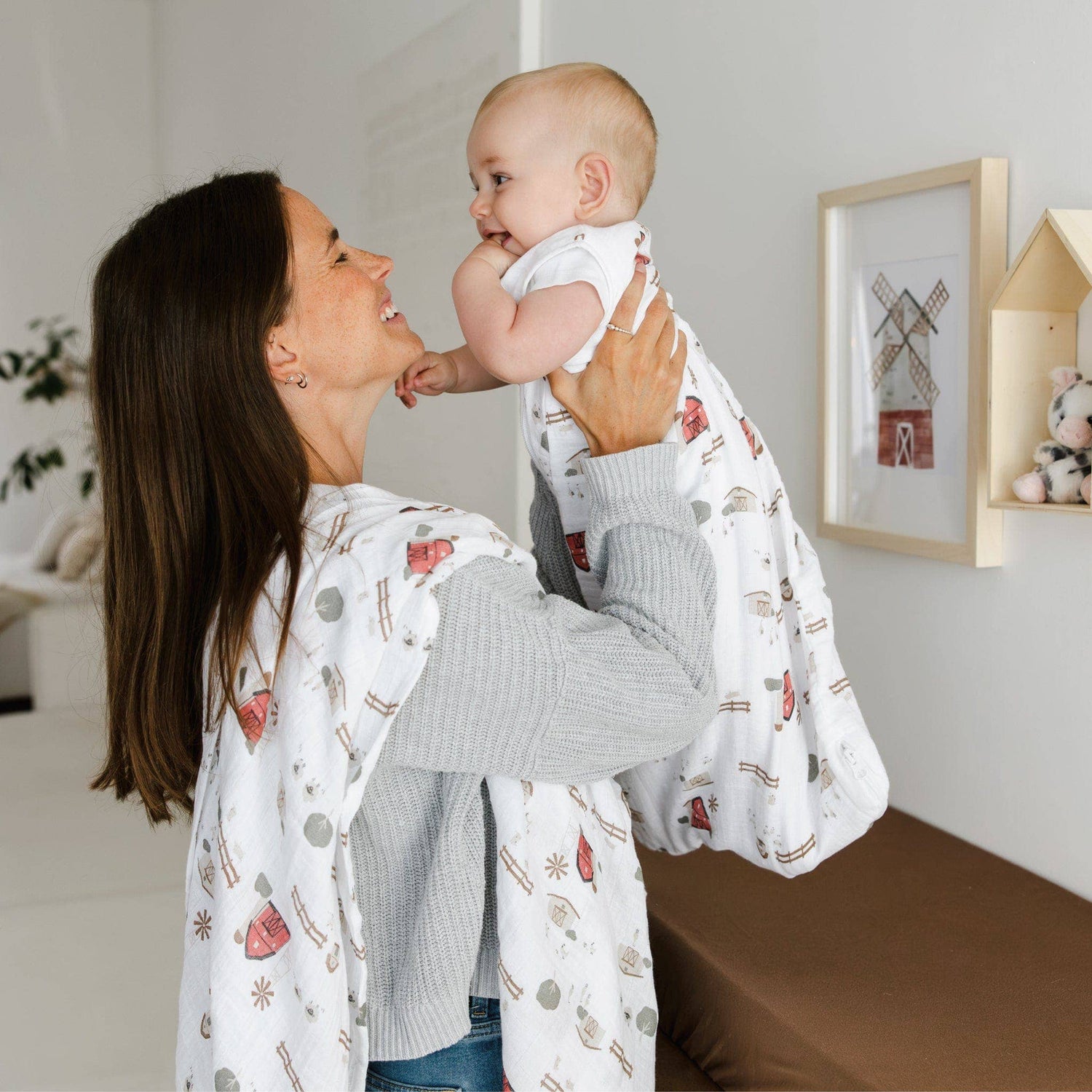 Cotton muslin swaddle - Farm