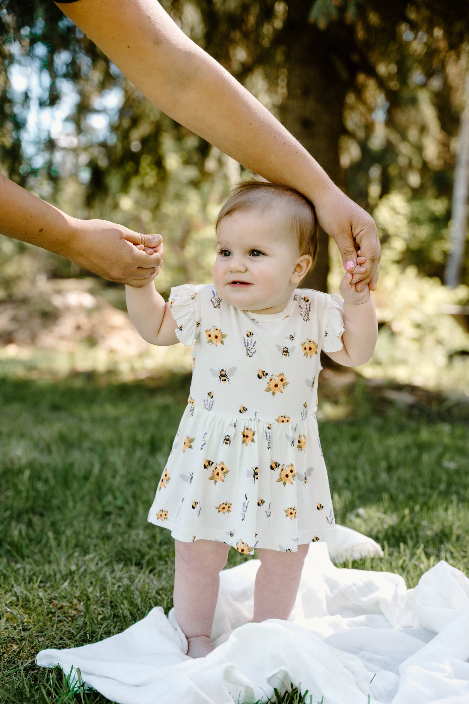 Ruffle Skirted Short Sleeve Onesie- Spring Bee
