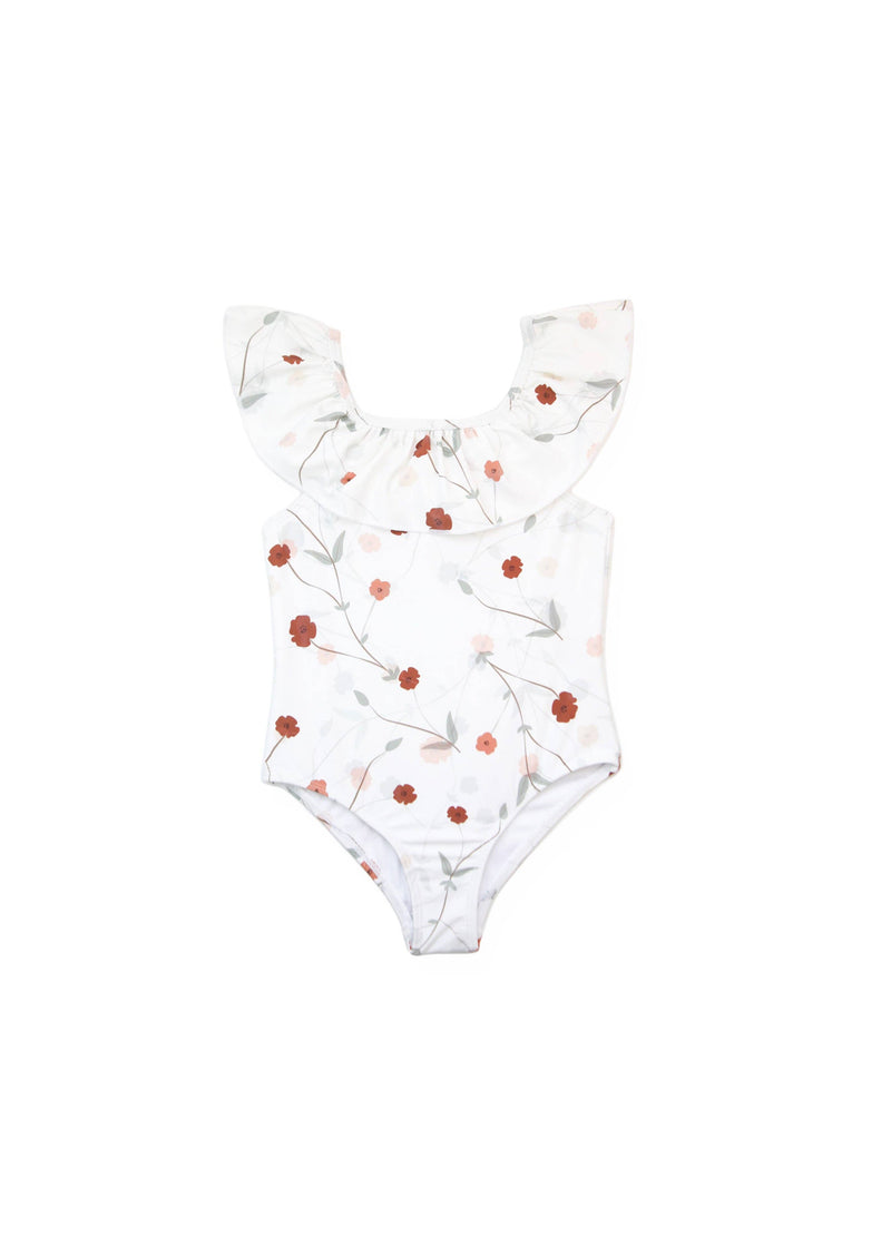 Girls Swimsuit - UPF 50+ Ruffle One-Piece - Lalliana Coconut