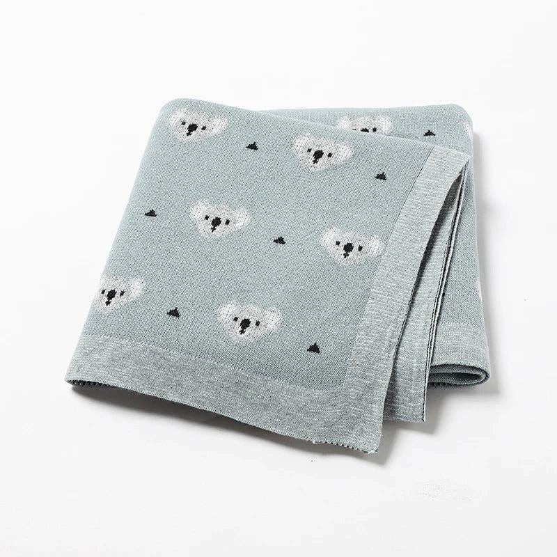 Cartoon Koala Baby Blanket _ Soft Cotton Knit Swaddle