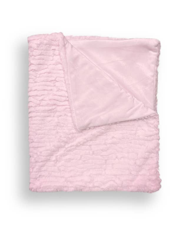 Textured Faux Fur Stroller Blanket with Wooden Hanger