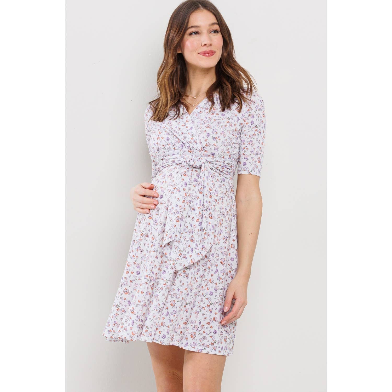 Floral Tie-Front Nursing Faux Wrap Dress