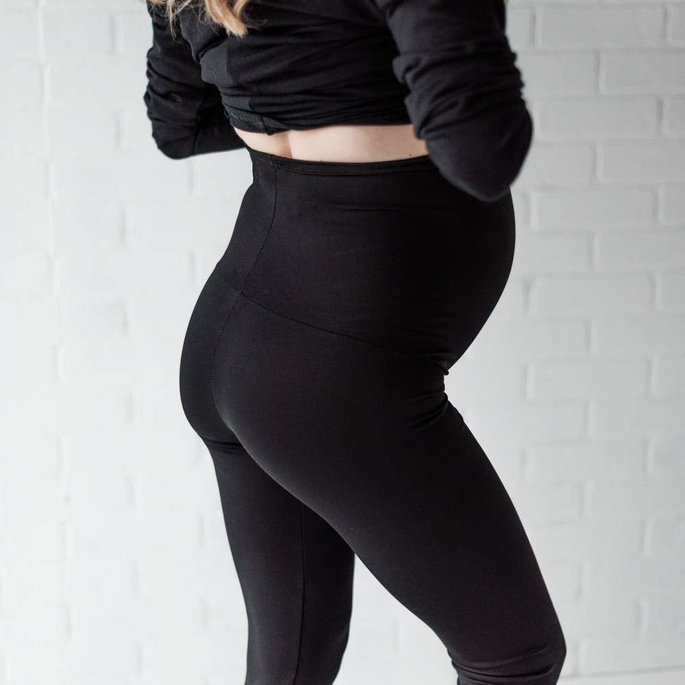Lynx Fully Belly Maternity Leggings-Black