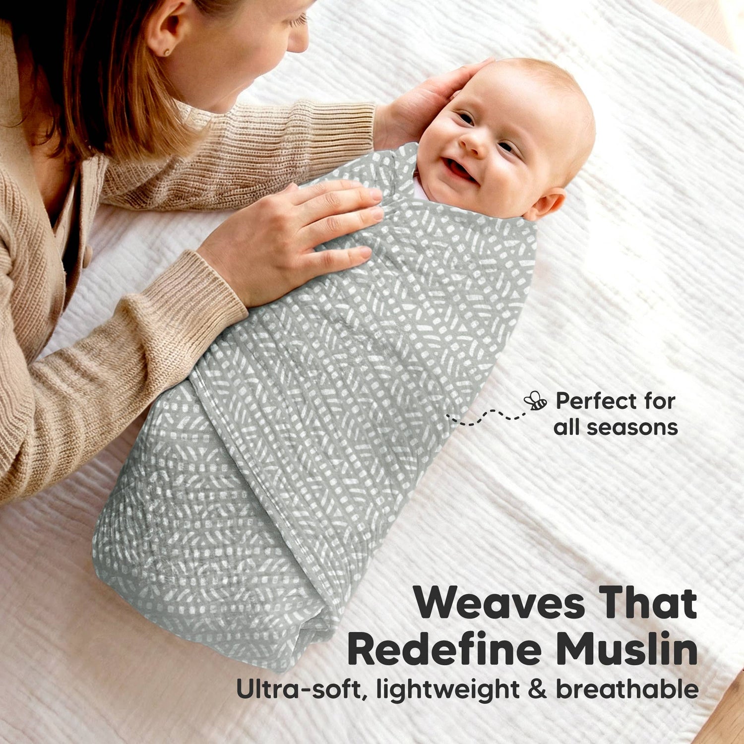 3-Pack Lyra Muslin Swaddle Blankets for Newborns, Boy, Girl
