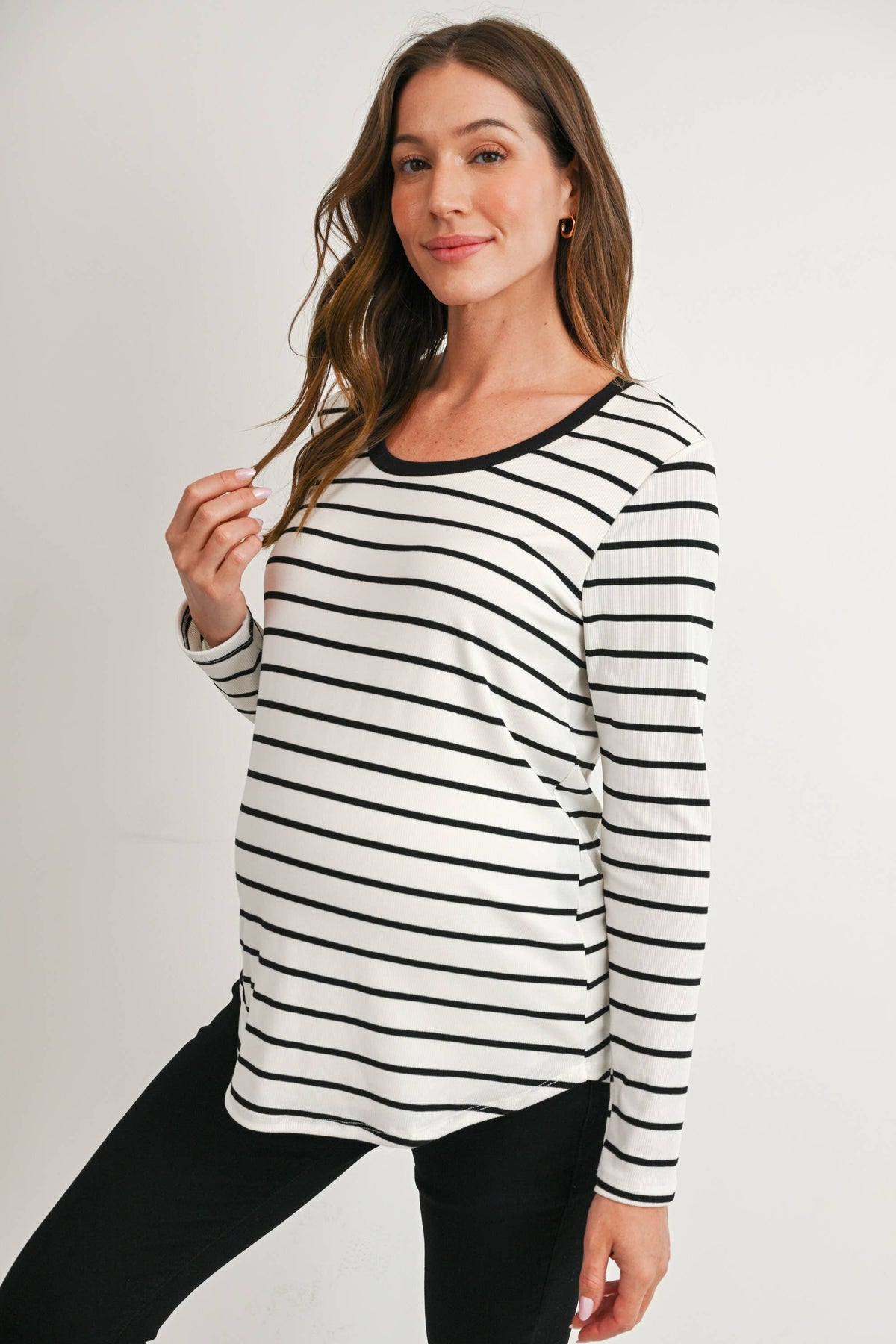 Maternity & Nursing Striped Long Sleeve Top