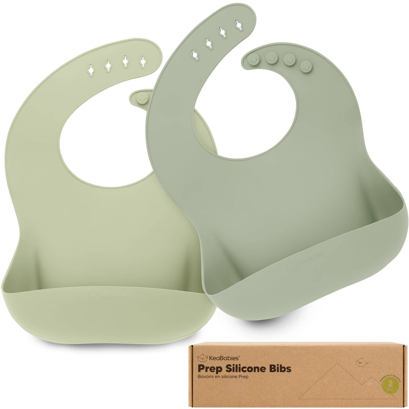 2-Pack Prep Silicone Bibs for Babies, Toddlers, Boys, Girls