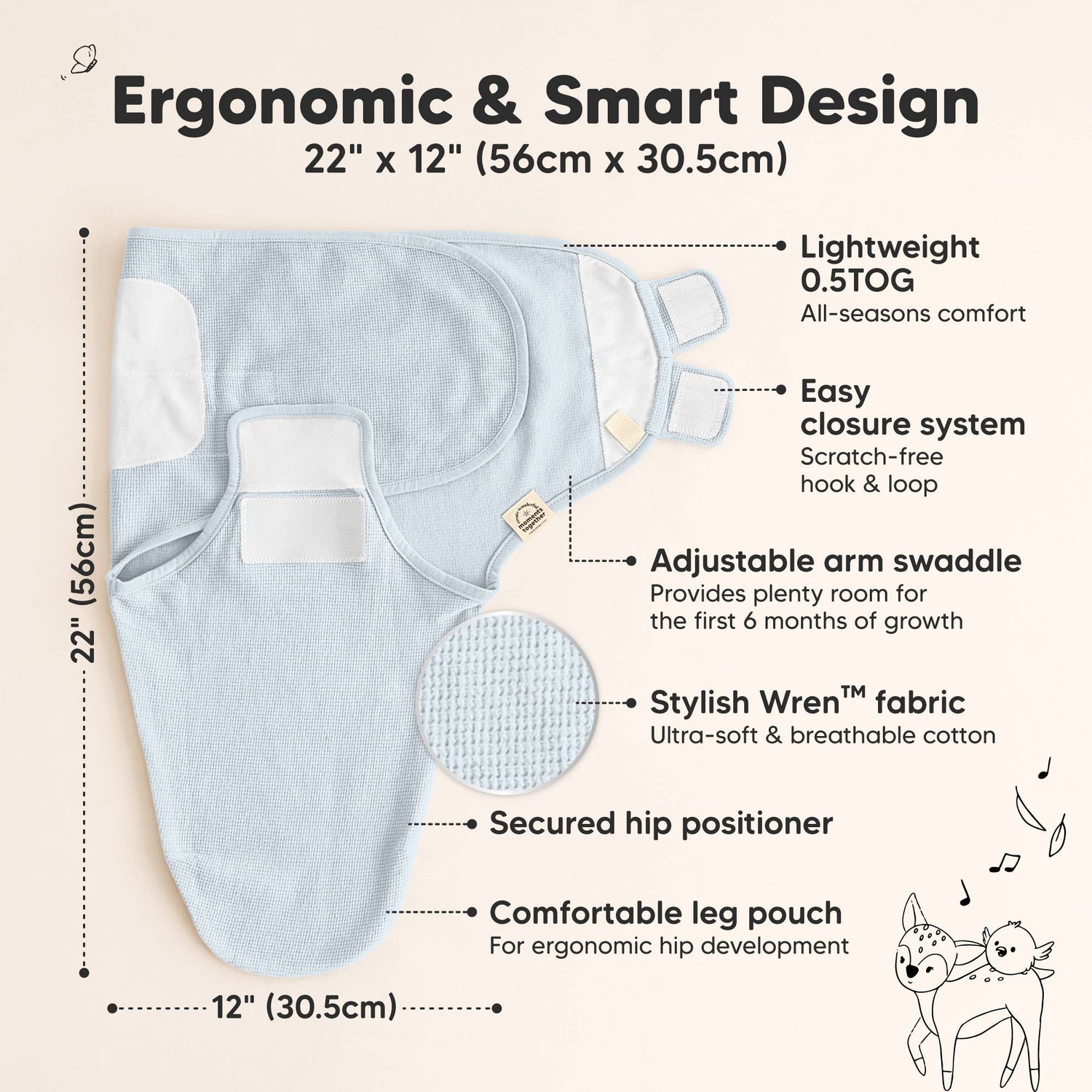 3pk Soothe Wren Swaddle Sleep Sacks for Newborns