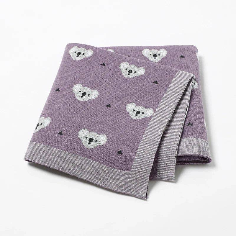 Cartoon Koala Baby Blanket _ Soft Cotton Knit Swaddle