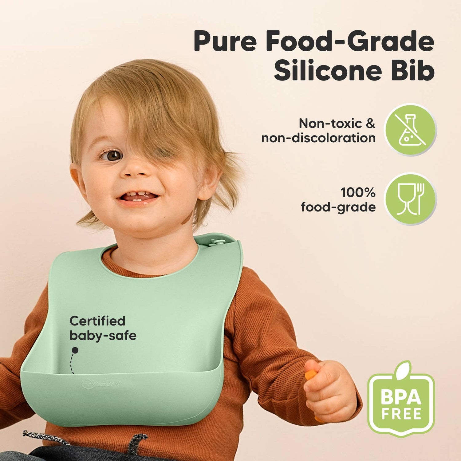 2-Pack Prep Silicone Bibs for Babies, Toddlers, Boys, Girls