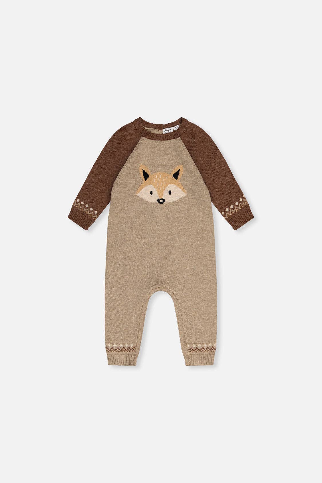 Knitted Intarsia Romper Brown Cinnamon