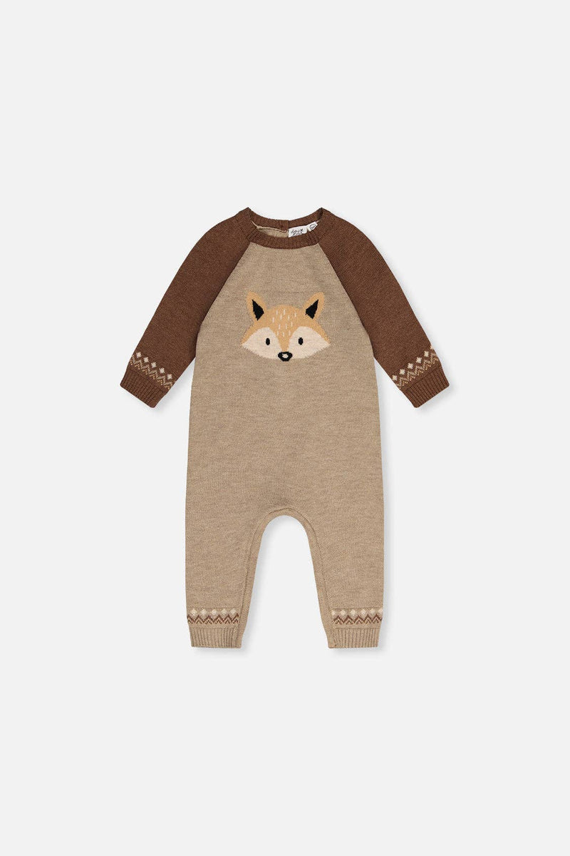 Knitted Intarsia Romper Brown Cinnamon