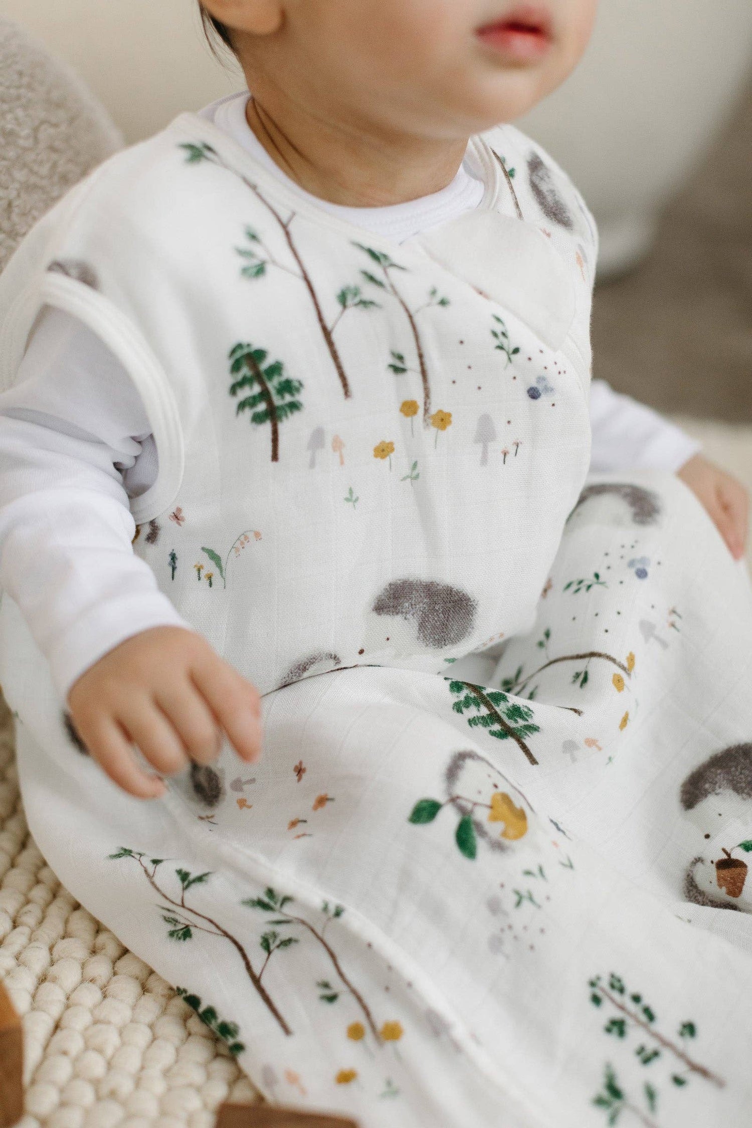 Muslin Lightweight Sleep Bags 0.5 TOG - Hedgehogs