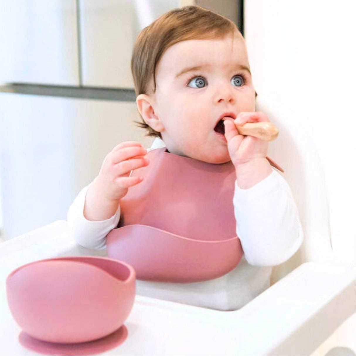 Bowl & Wooden Spoon Set - Dusty Rose