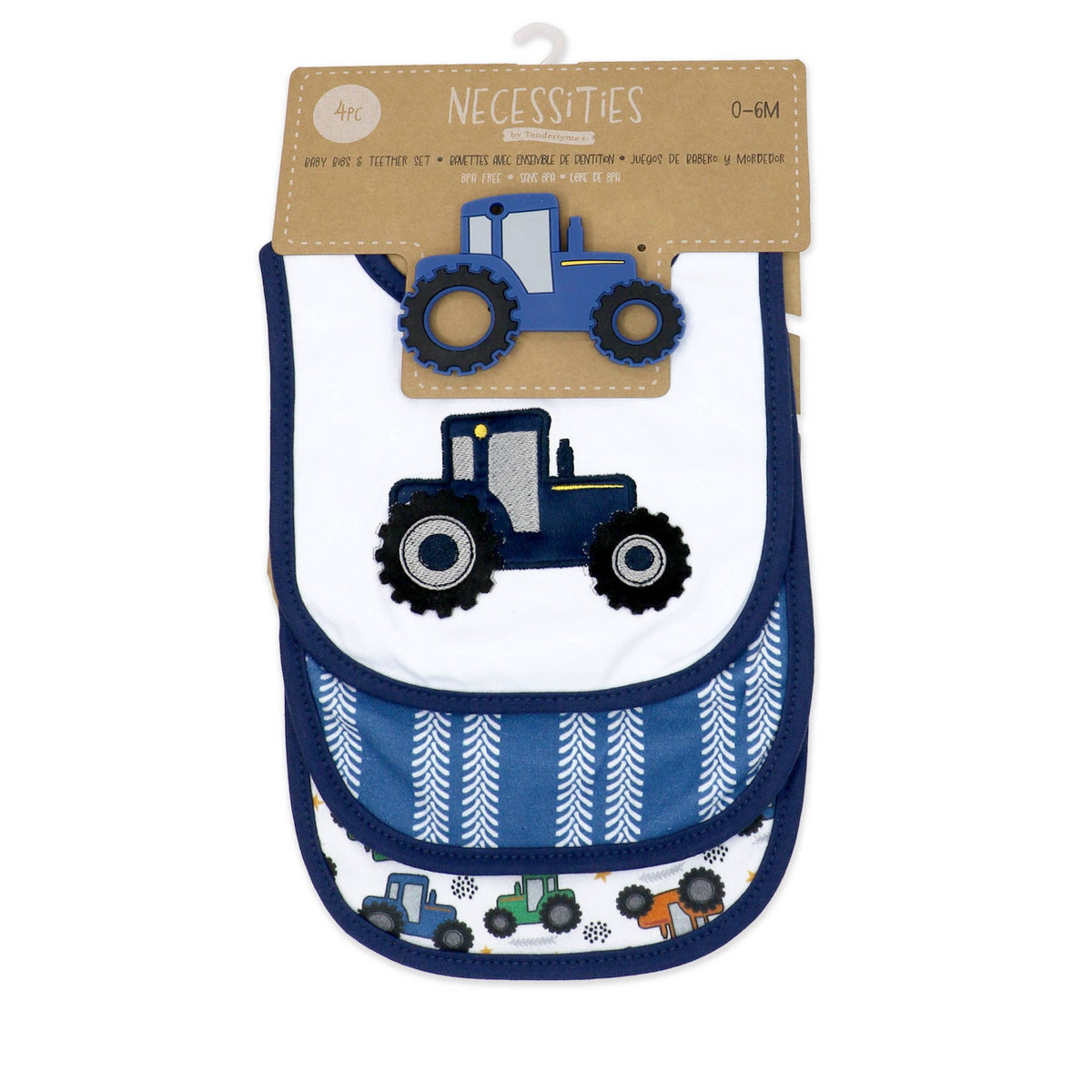 4 Piece Set - 3 Bibs + 1 Silicone Teether
