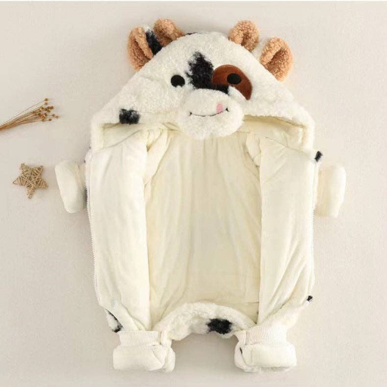 Baby Newborn Warm Cow Romper