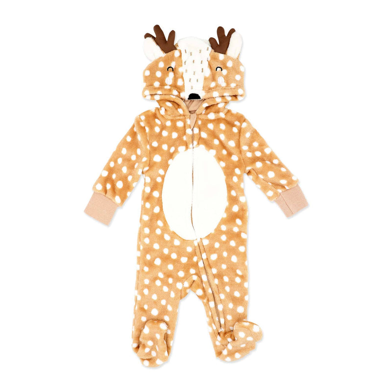 Hooded Flannel Fleece Pram: Tan Deer
