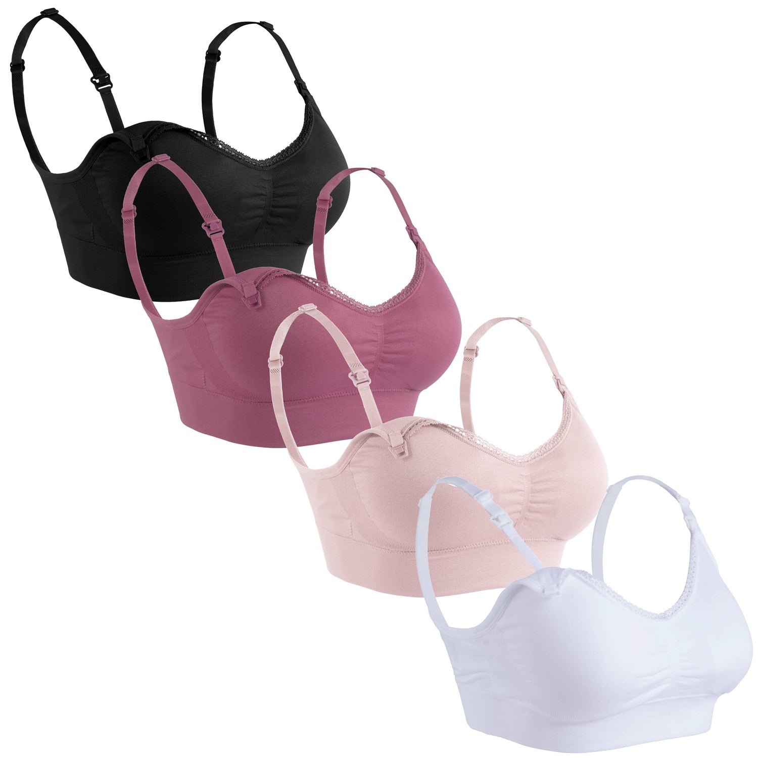 Classic Lace Trim Nursing Bra 4 Pack