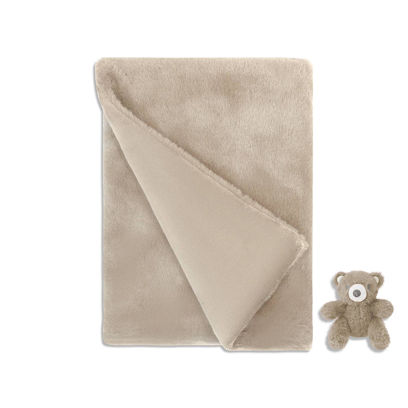 Faux Fur Blanket with Bear Toy in Pocket Size | 30” * 40”