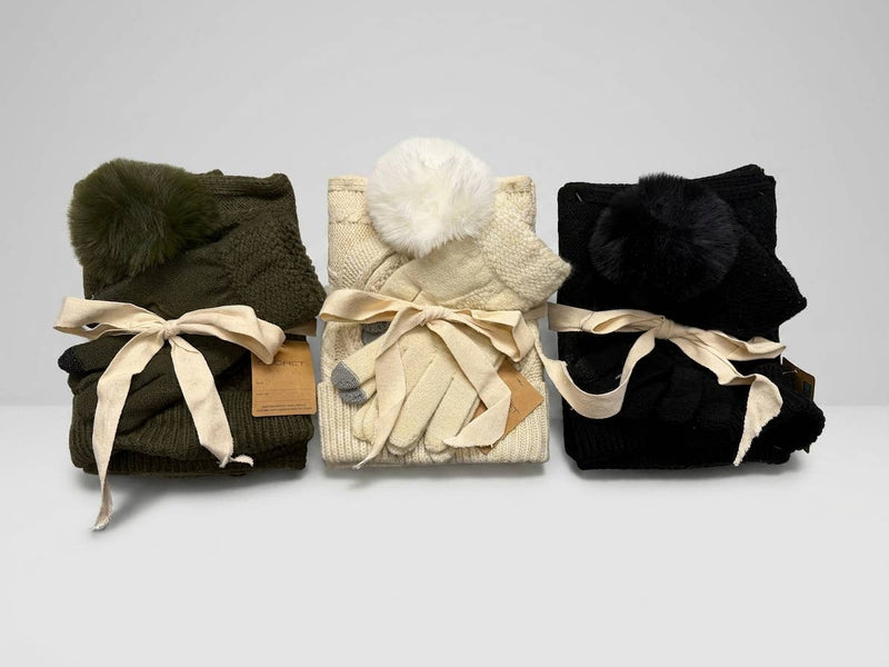 3-Piece Cold-Weather Gift Set with Pom Beanie - ACAWSE0036