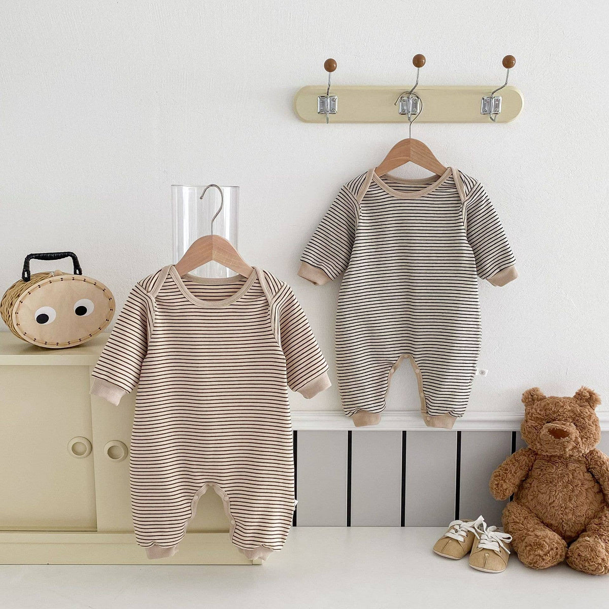 Baby Korean-inspired Striped Short Sleeves Romper