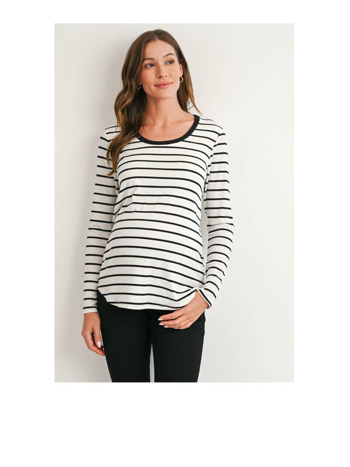 Maternity & Nursing Striped Long Sleeve Top