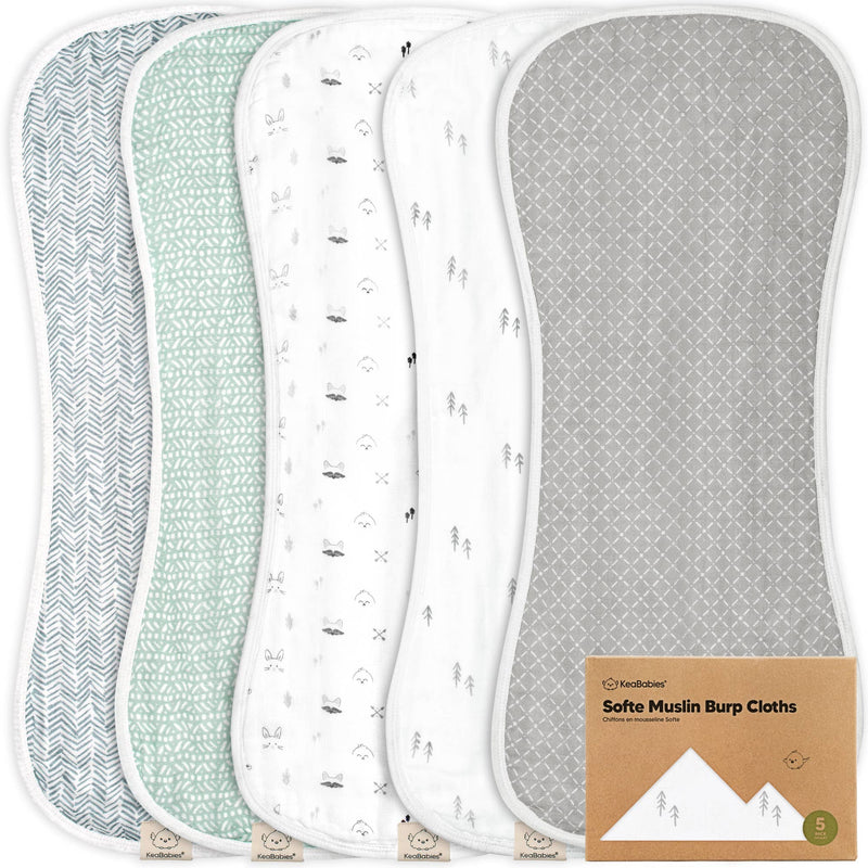 KeaBabies 5-Pack Softe Burp Cloths