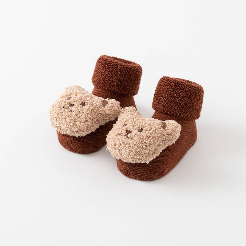 Cute Baby Teddy Bear Non Slip Socks Multi Color Infant