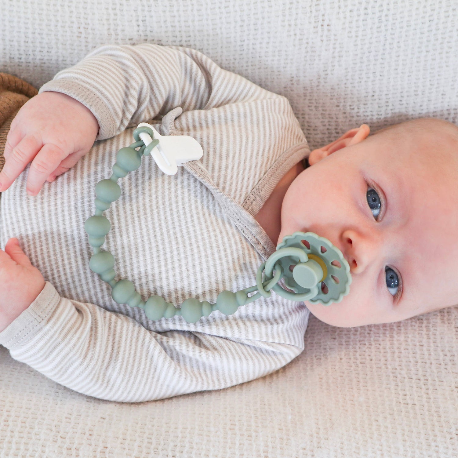 Pacifier Clip - Almond & Dusty Rose