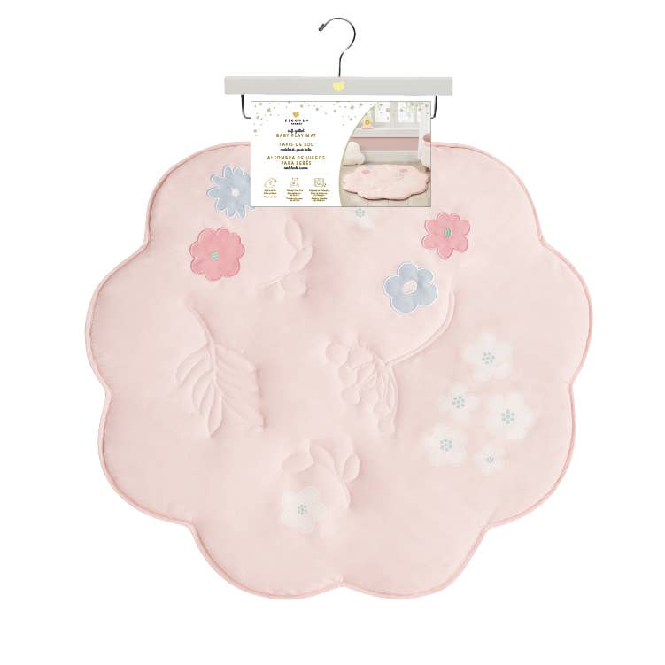 Flower Shape Playmat,
With Wooden Hanger One Size 38" X 38"