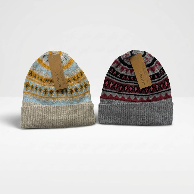 Nordic Pattern Knit Beanie - ACAWHA0024