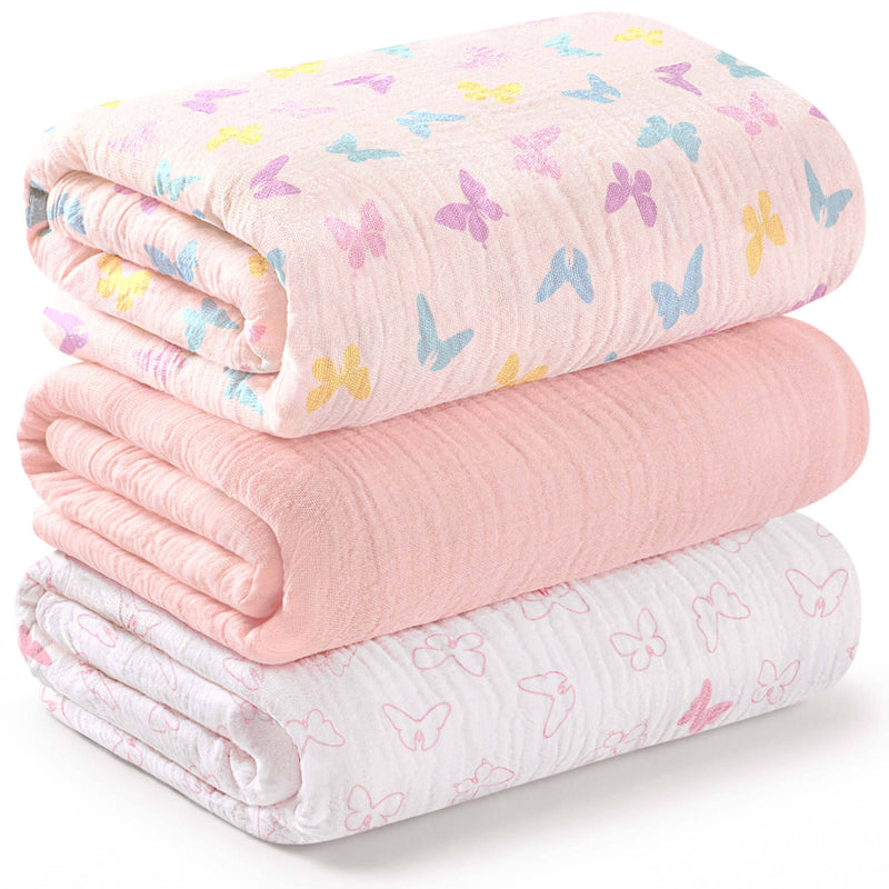 3-Pack Lyra Muslin Swaddle Blankets for Newborns, Boy, Girl